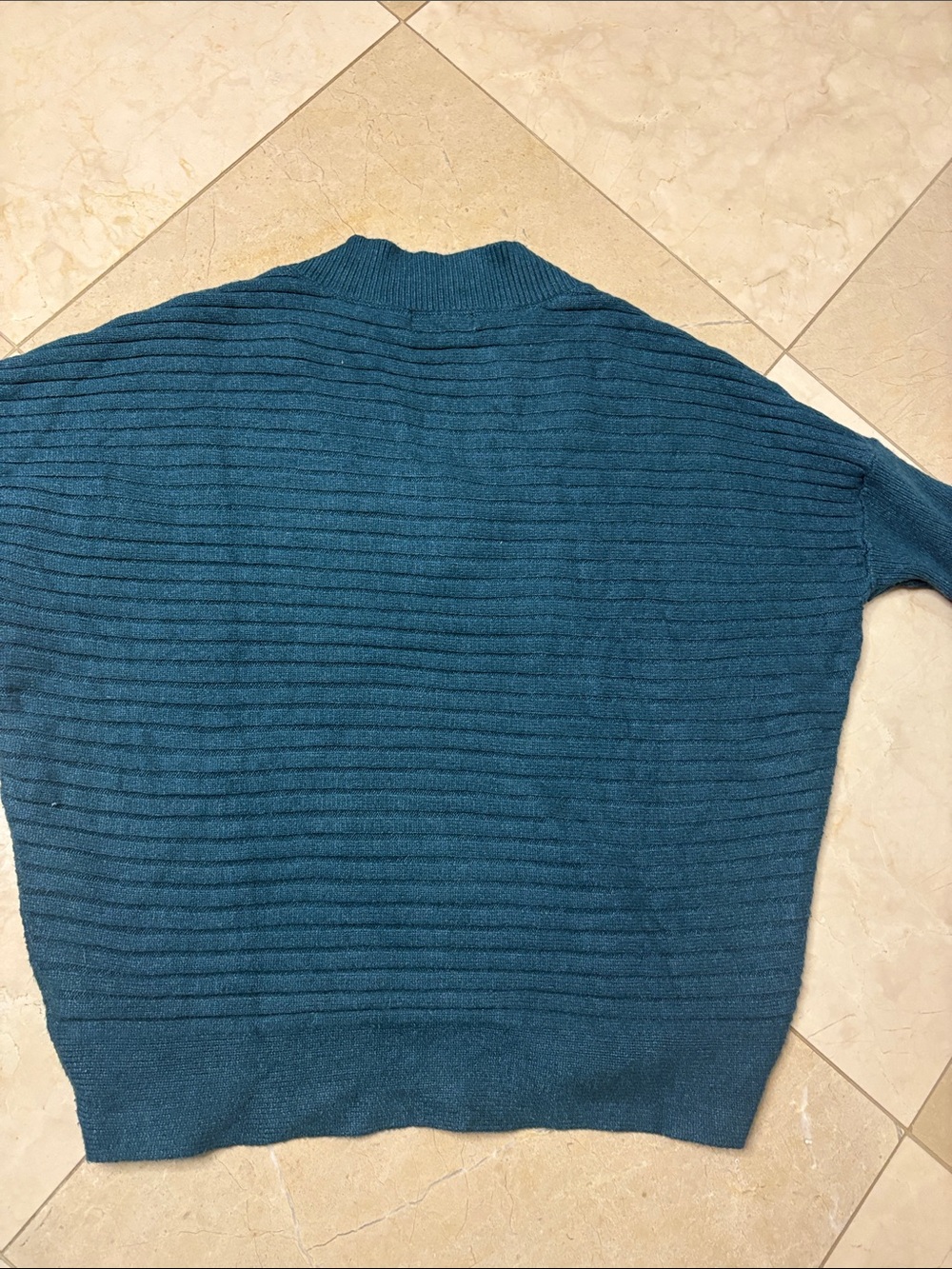 ⭐️ Suzy Shier Teal V-Neck Oversized Drop Stitch Ribbed Sweater - size Small - Picture 10 of 10